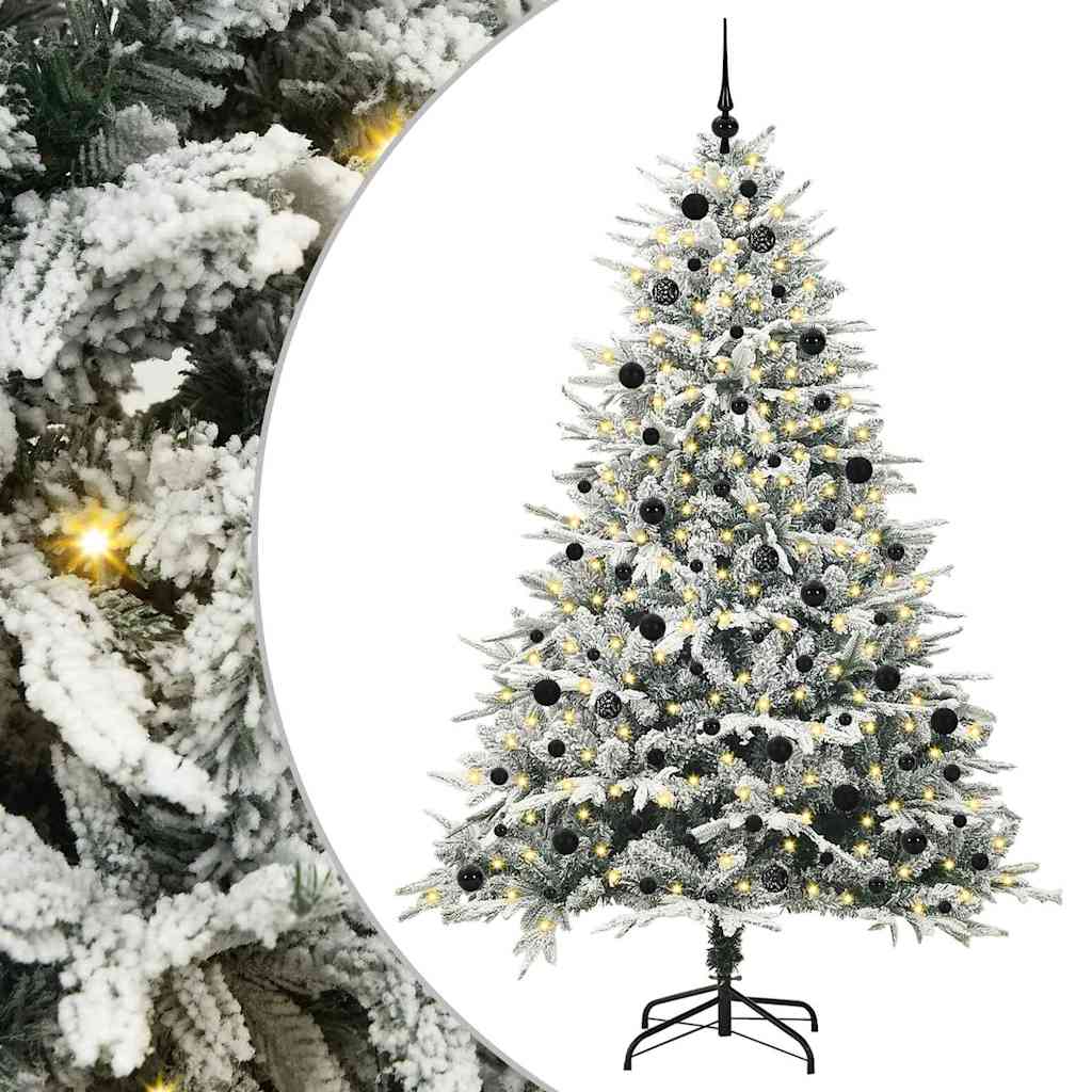 Kunstmatige Vorstverlichte Kerstboom met Bal Set Groen 240 cm