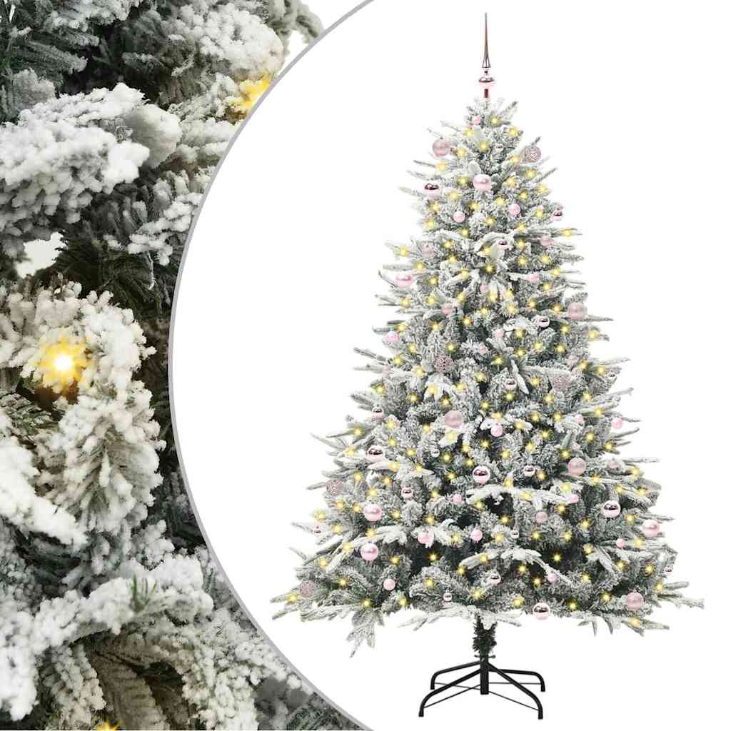 Kunstmatige Vorstverlichte Kerstboom met Bal Set Groen 240 cm