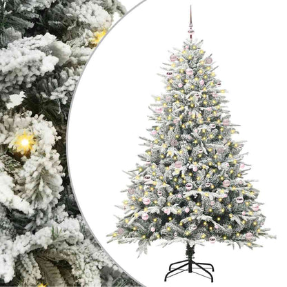 Kunstmatige Vorstverlichte Kerstboom met Bal Set Groen 240 cm