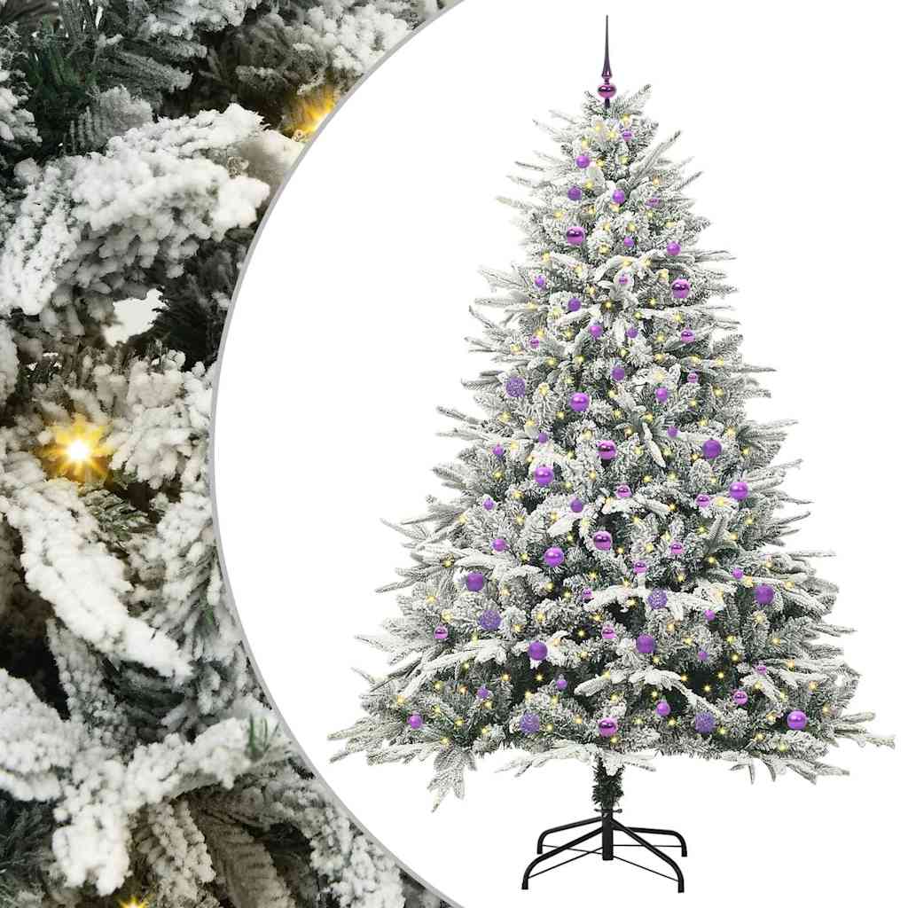 Kunstmatige Vorstverlichte Kerstboom met Bal Set Groen 240 cm