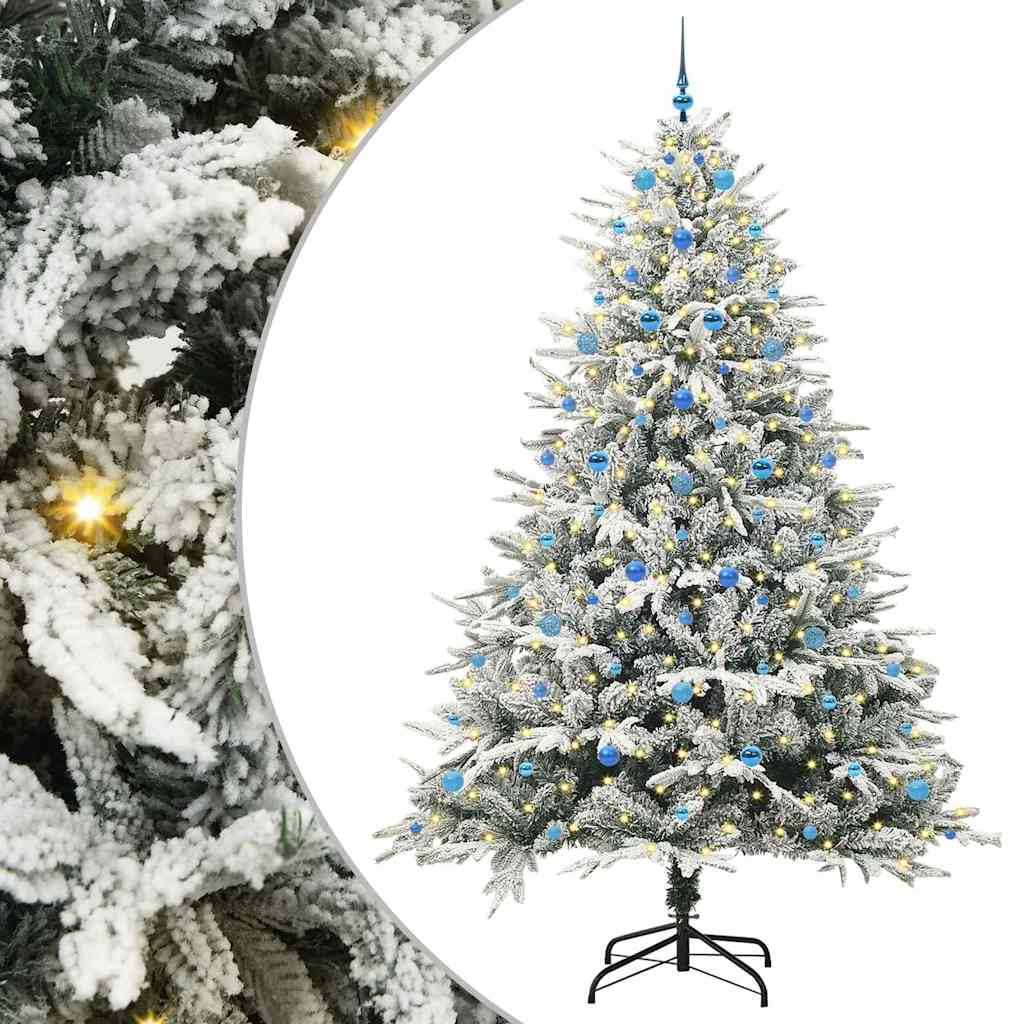 Kunstmatige Vorstverlichte Kerstboom met Bal Set Groen 240 cm