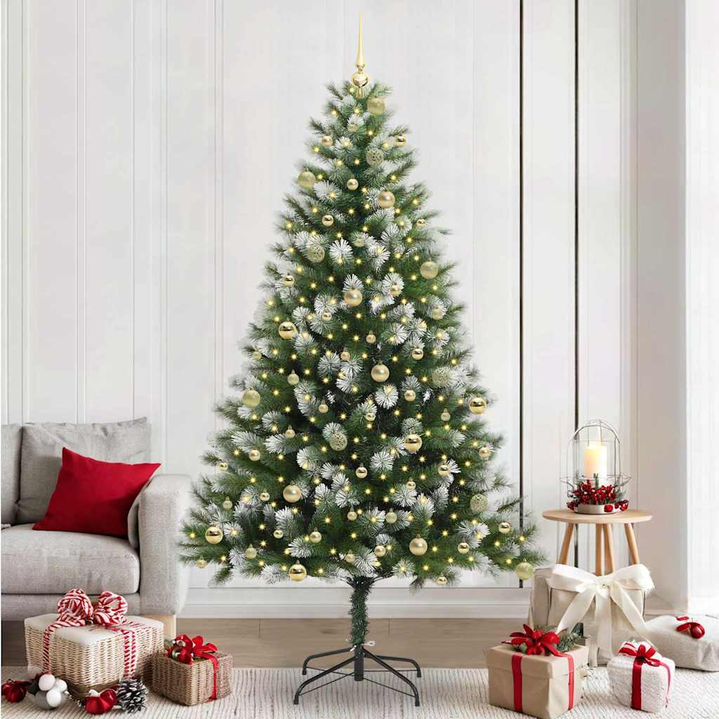 Kunstmatige scharnierkerstboom met bedekte sneeuw 240 cm