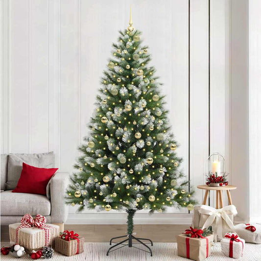 Kunstmatige scharnierkerstboom met bedekte sneeuw 240 cm