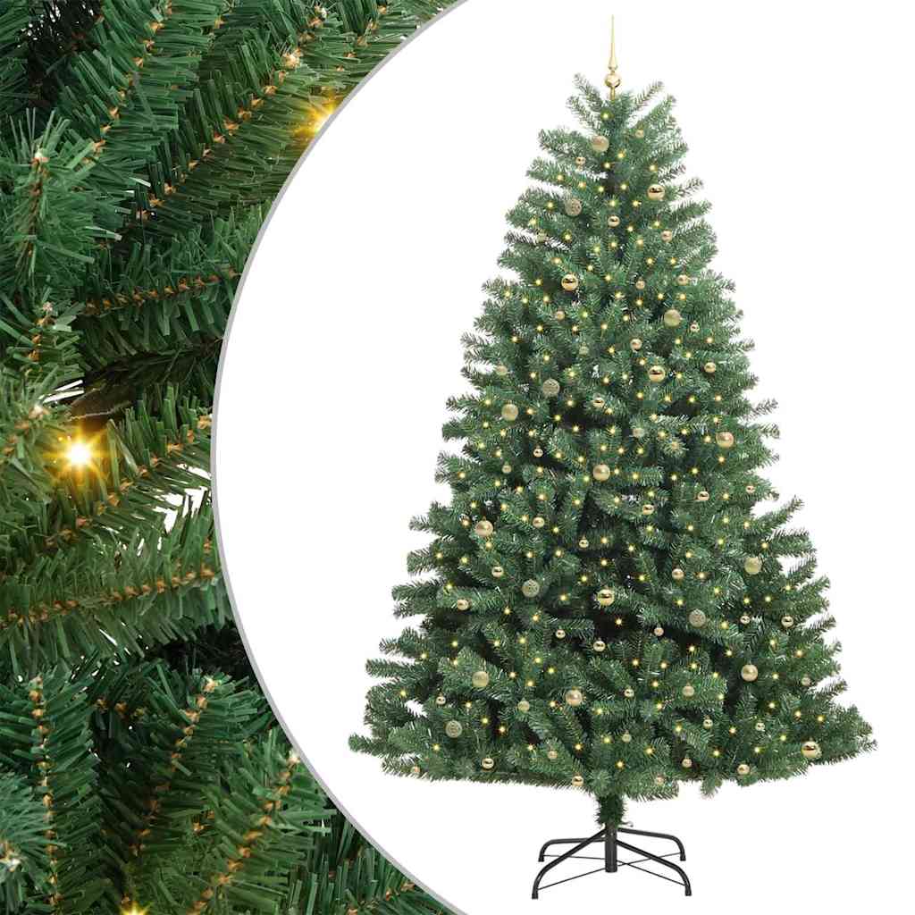 Kunstmatige Inklapbare Kerstboom Groen 270 cm PVC en Metaal
