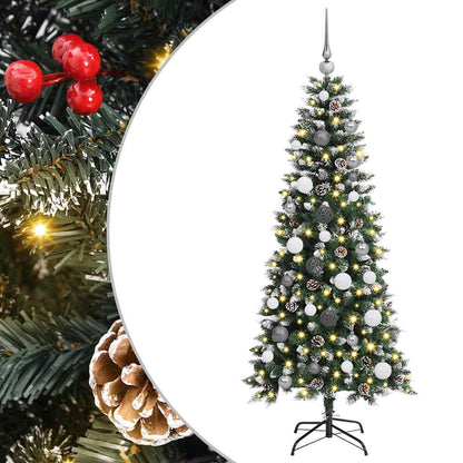 Kunstkerstboom met 150 LED Groen 150 cm PVC en Plastic en Staal