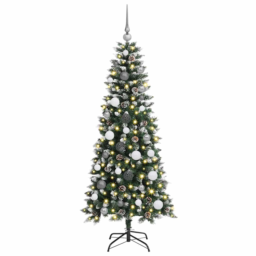 Kunstkerstboom met 150 LED Groen 150 cm PVC en Plastic en Staal
