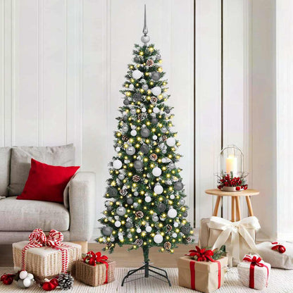 Kunstkerstboom met 300 LED Groen 180 cm PVC en Plastic en Staal