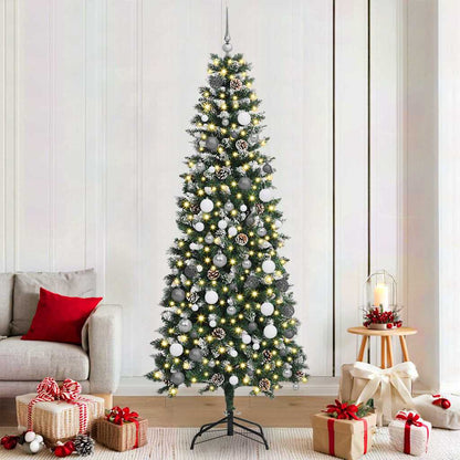 Kunstkerstboom met 300 LED Groen 210 cm PVC en Plastic en Staal