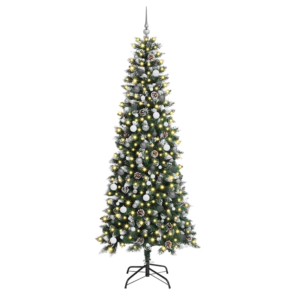 Kunstkerstboom met 300 LED Groen 240 cm PVC en Plastic en Staal