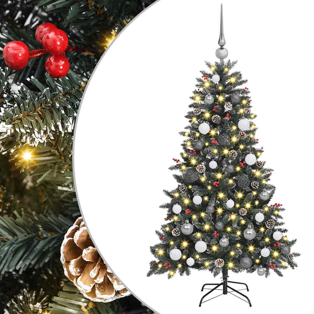 Kunstkerstboom met 150 LED Groen 150 cm PVC en Plastic en Staal
