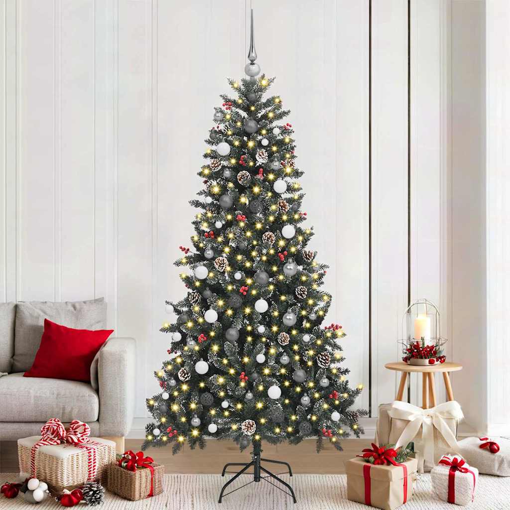 Kunstkerstboom met 300 LED Groen 210 cm PVC en Plastic en Staal