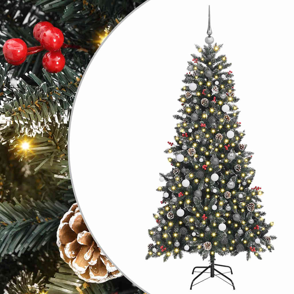 Kunstkerstboom met 300 LED Groen 210 cm PVC en Plastic en Staal