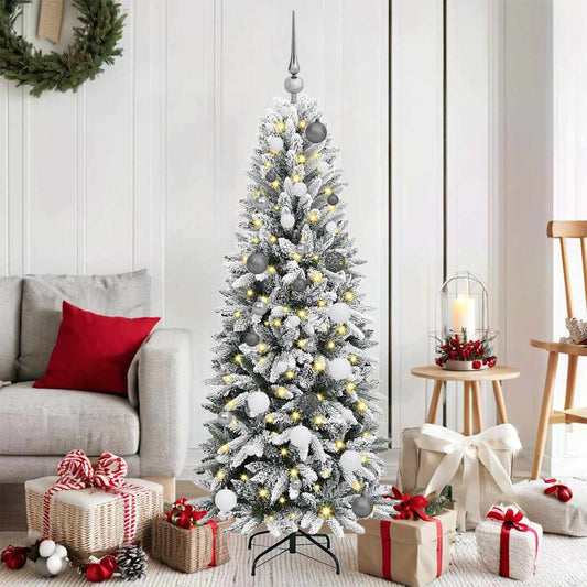 Kunstkerstboom Wit 150 cm PVC en Plastic en Staal en PE