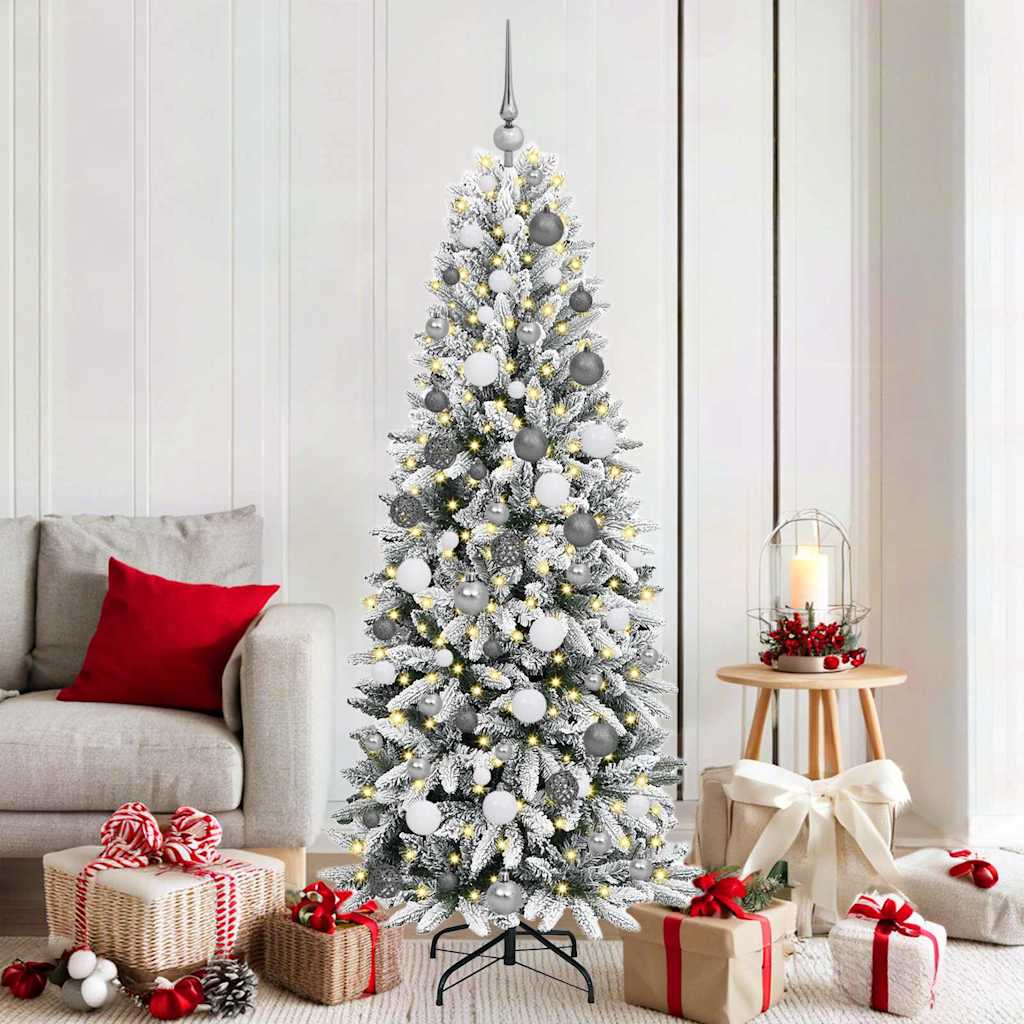 Kunstkerstboom Wit 180 cm PVC en Plastic en Staal en PE