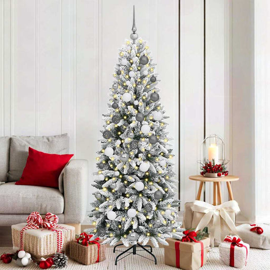 Kunstkerstboom Wit 180 cm PVC en Plastic en Staal en PE
