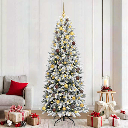 Kunstkerstboom Wit 210 cm PVC en Plastic en Staal en PE