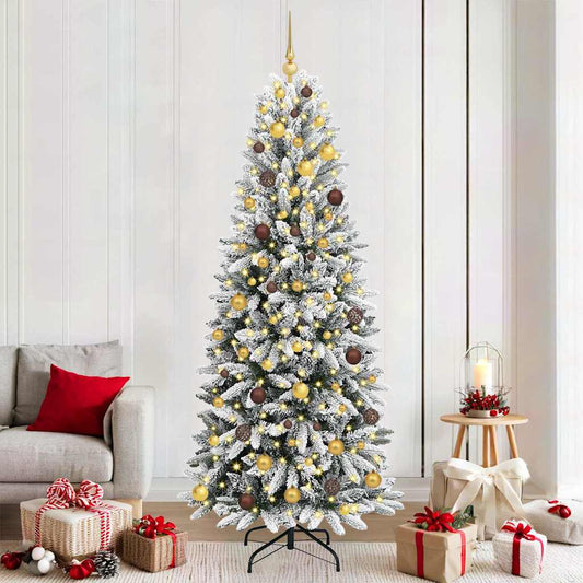 Kunstkerstboom Wit 210 cm PVC en Plastic en Staal en PE
