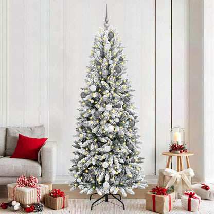 Kunstkerstboom Wit 210 cm PVC en Plastic en Staal en PE