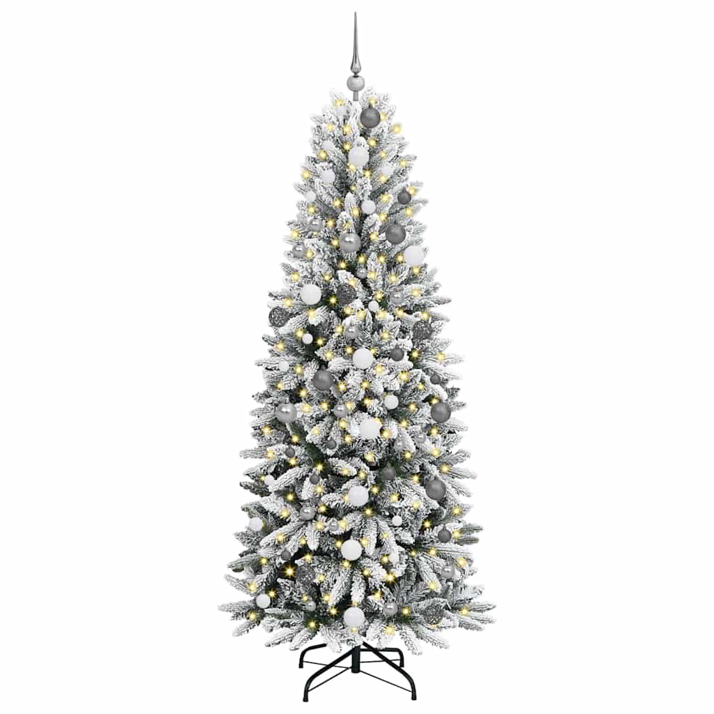 Kunstkerstboom Wit 210 cm PVC en Plastic en Staal en PE