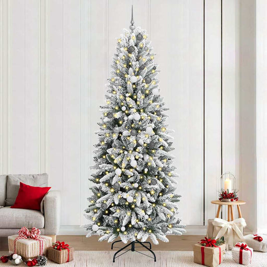 Kunstkerstboom Wit 240 cm PVC en Plastic en Staal en PE