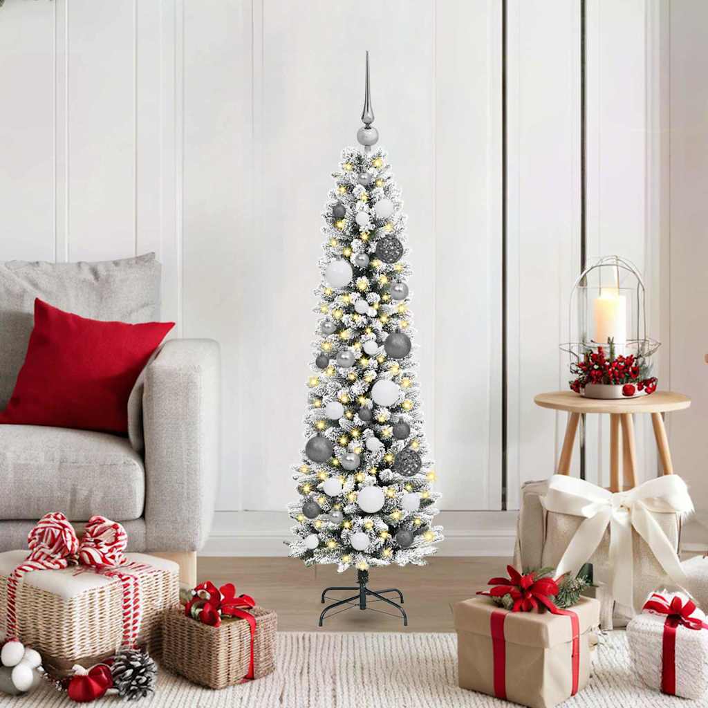 Kunstkerstboom met 150 LED Wit 120 cm PVC en Metaal en Plastic