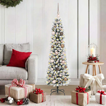 Kunstkerstboom met 150 LED Wit 150 cm PVC en Metaal en Plastic