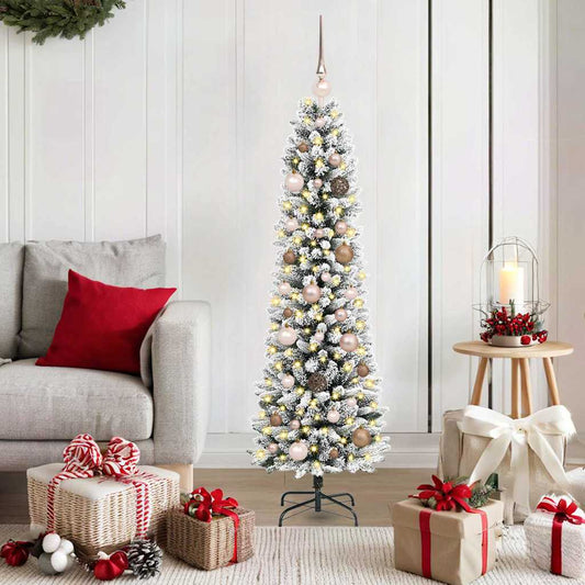 Kunstkerstboom met 150 LED Wit 150 cm PVC en Metaal en Plastic