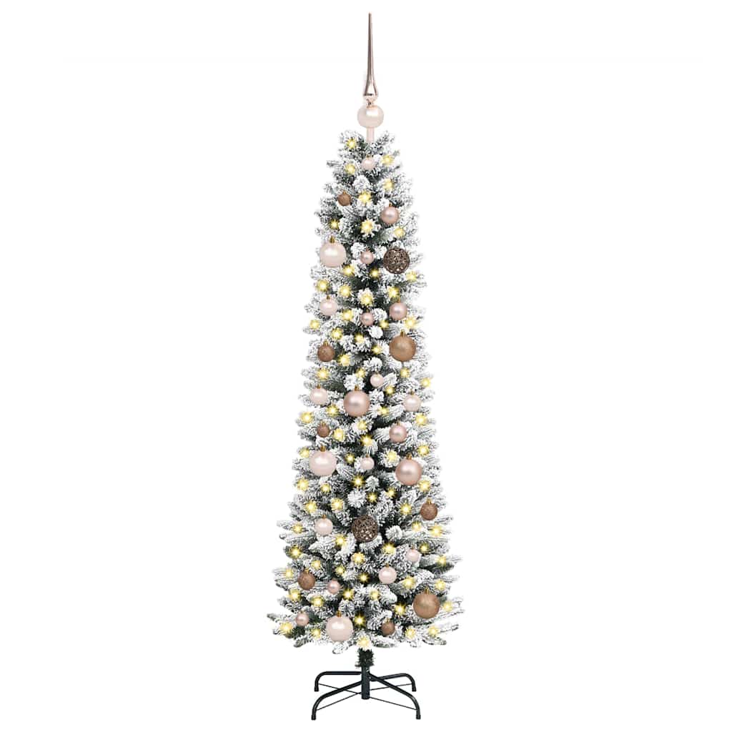 Kunstkerstboom met 150 LED Wit 150 cm PVC en Metaal en Plastic
