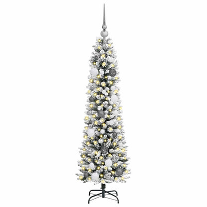 Kunstkerstboom met 150 LED Wit 150 cm PVC en Metaal en Plastic