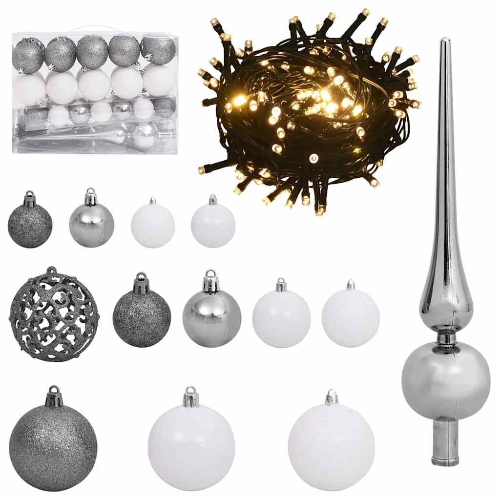 Kunstkerstboom met 150 LED Wit 150 cm PVC en Metaal en Plastic