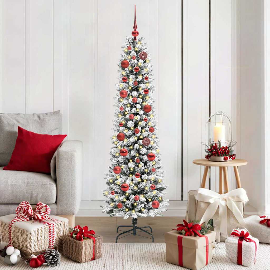 Kunstkerstboom met 150 LED Wit 150 cm PVC en Metaal en Plastic