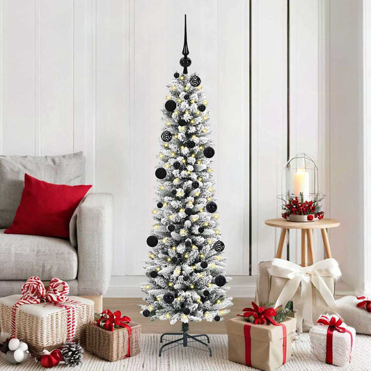 Kunstkerstboom met 150 LED Wit 150 cm PVC en Metaal en Plastic
