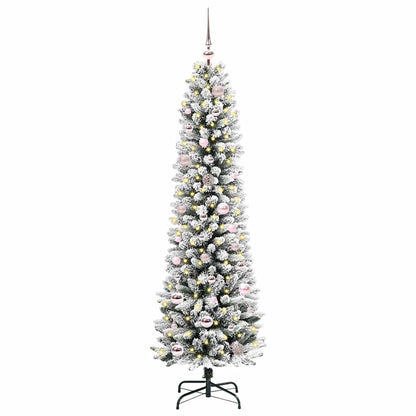 Kunstkerstboom met 150 LED Wit 150 cm PVC en Metaal en Plastic