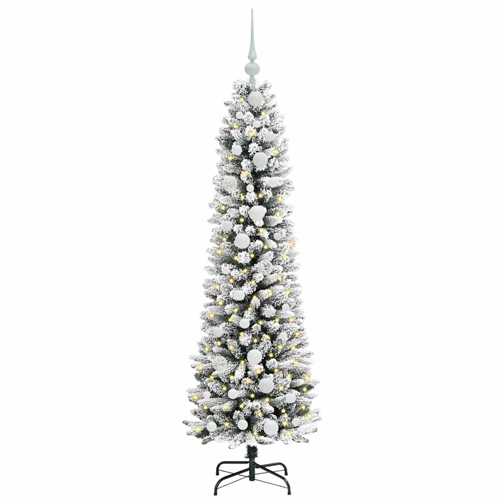 Kunstkerstboom met 150 LED Wit 150 cm PVC en Metaal en Plastic