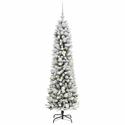 Kunstkerstboom met 150 LED Wit 150 cm PVC en Metaal en Plastic