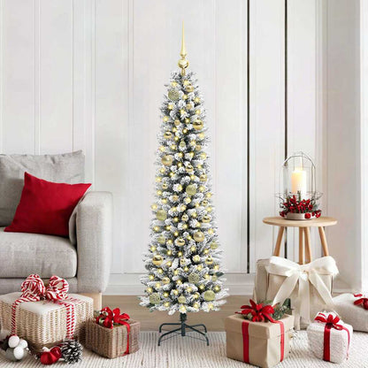 Kunstkerstboom met 150 LED Wit 150 cm PVC en Metaal en Plastic