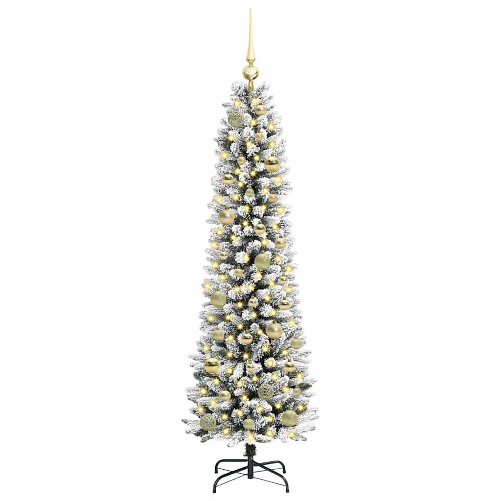 Kunstkerstboom met 150 LED Wit 150 cm PVC en Metaal en Plastic