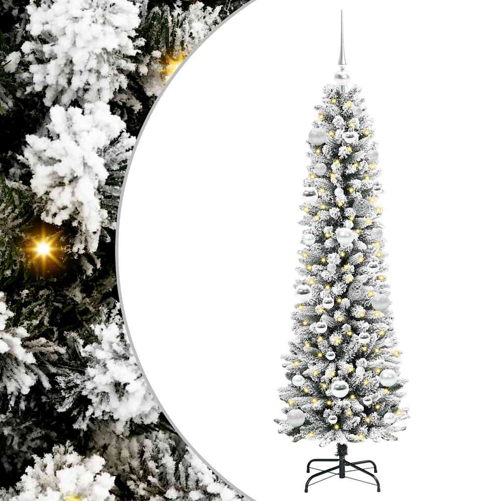 Kunstkerstboom met 150 LED Wit 150 cm PVC en Metaal en Plastic