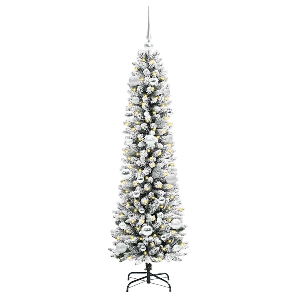 Kunstkerstboom met 150 LED Wit 150 cm PVC en Metaal en Plastic