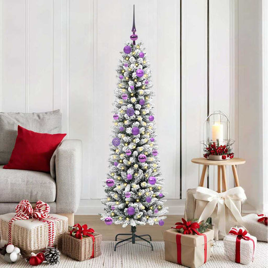 Kunstkerstboom met 150 LED Wit 150 cm PVC en Metaal en Plastic