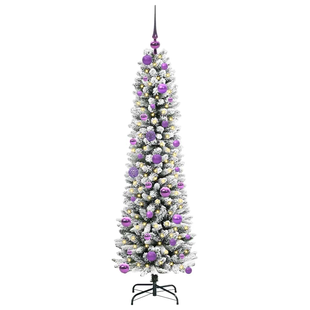 Kunstkerstboom met 150 LED Wit 150 cm PVC en Metaal en Plastic