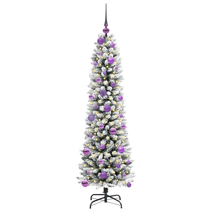 Kunstkerstboom met 150 LED Wit 150 cm PVC en Metaal en Plastic