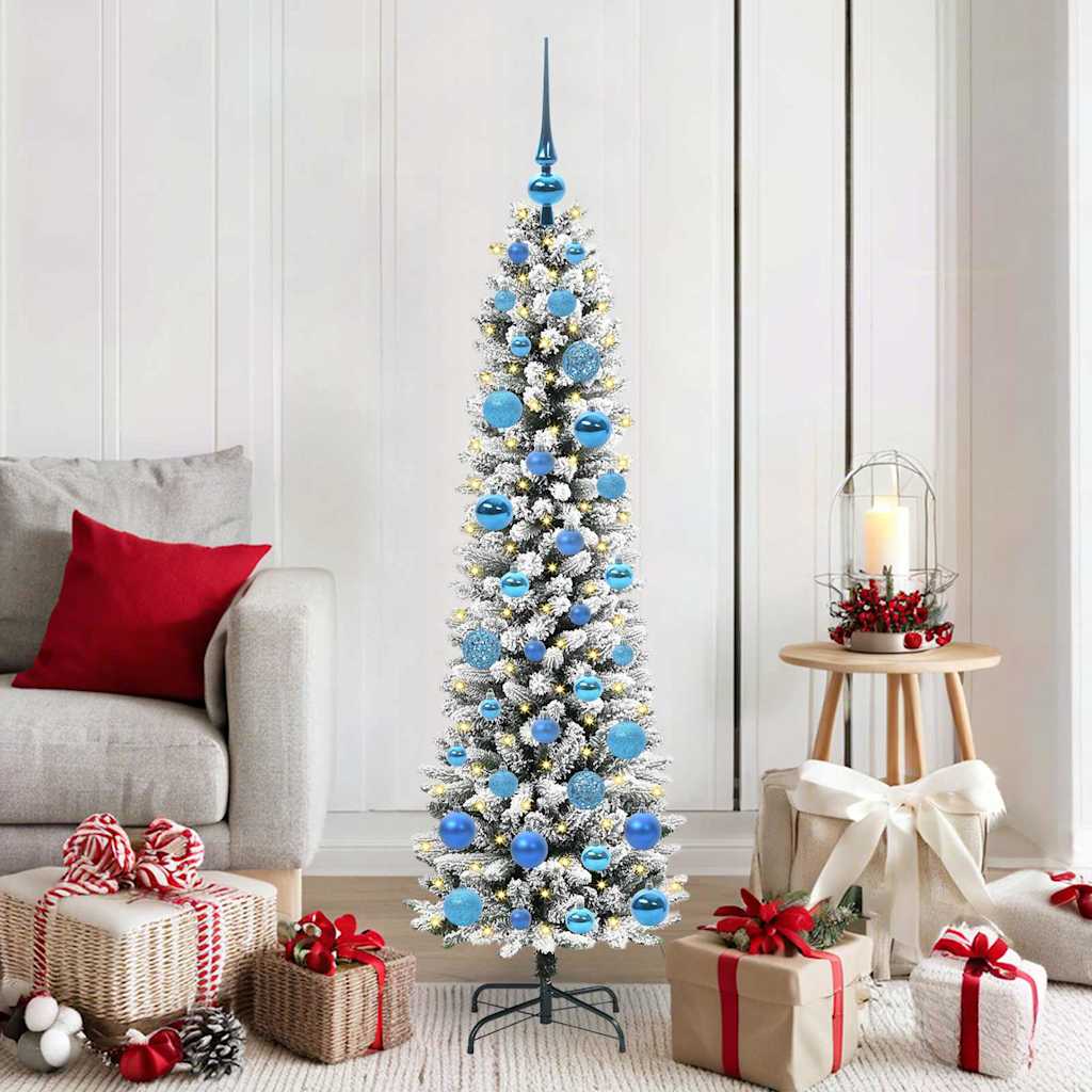Kunstkerstboom met 150 LED Wit 150 cm PVC en Metaal en Plastic