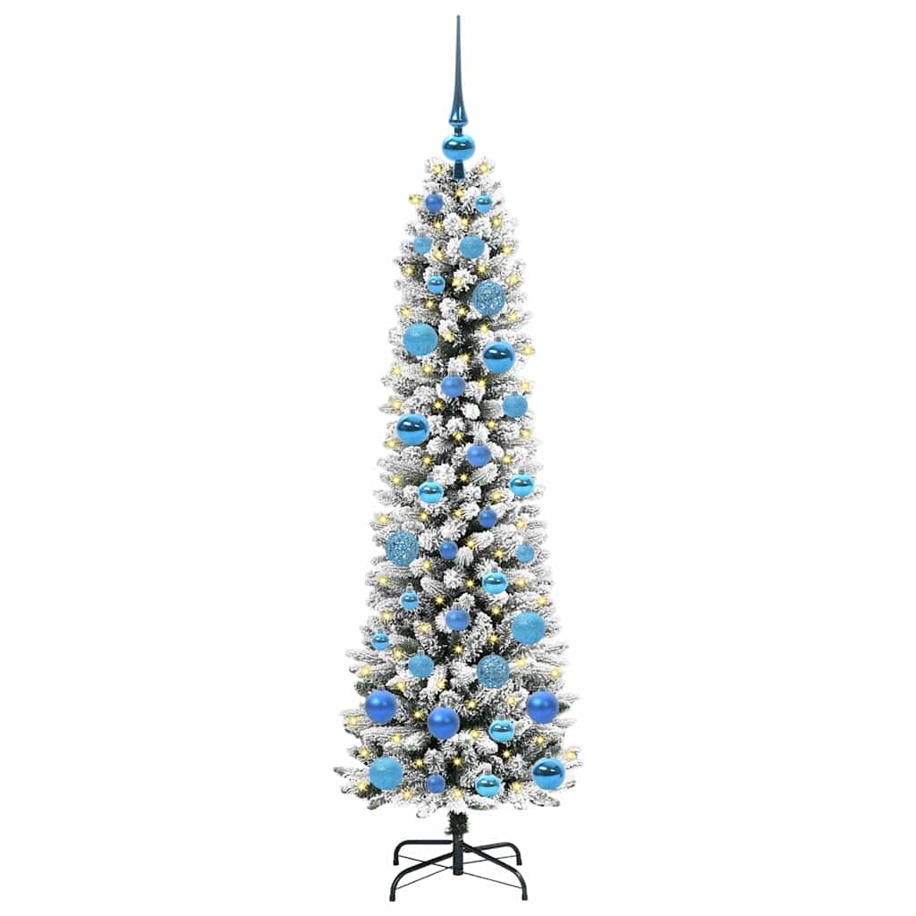 Kunstkerstboom met 150 LED Wit 150 cm PVC en Metaal en Plastic