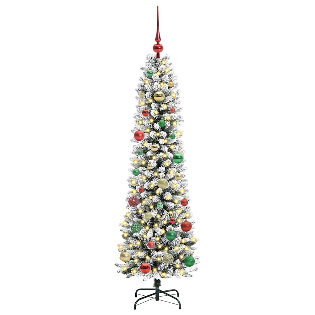 Kunstkerstboom met 150 LED Wit 150 cm PVC en Metaal en Plastic