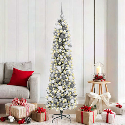 Kunstkerstboom met 300 LED Wit 180 cm PVC en Metaal en Plastic