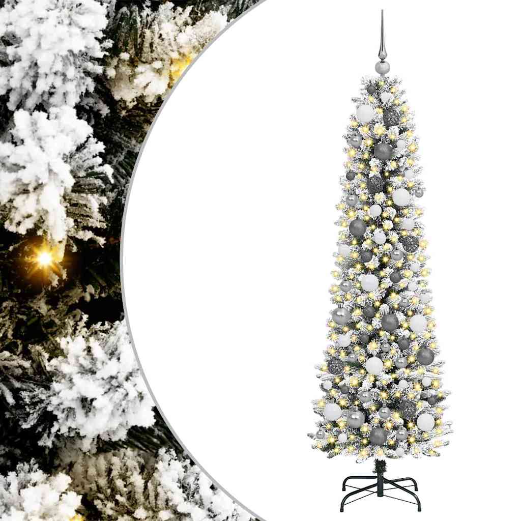Kunstkerstboom met 300 LED Wit 180 cm PVC en Metaal en Plastic