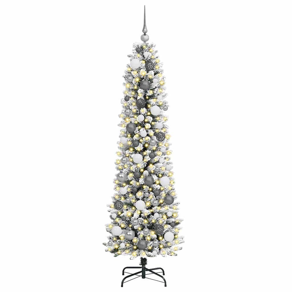 Kunstkerstboom met 300 LED Wit 180 cm PVC en Metaal en Plastic