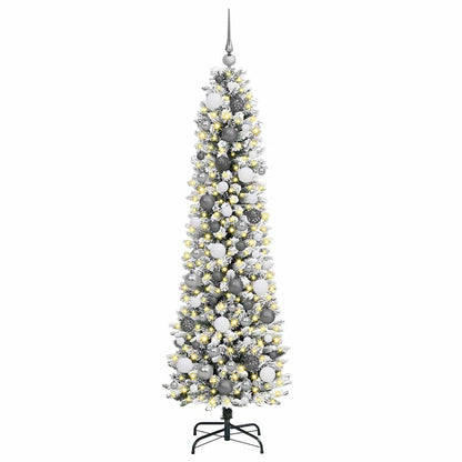 Kunstkerstboom met 300 LED Wit 180 cm PVC en Metaal en Plastic