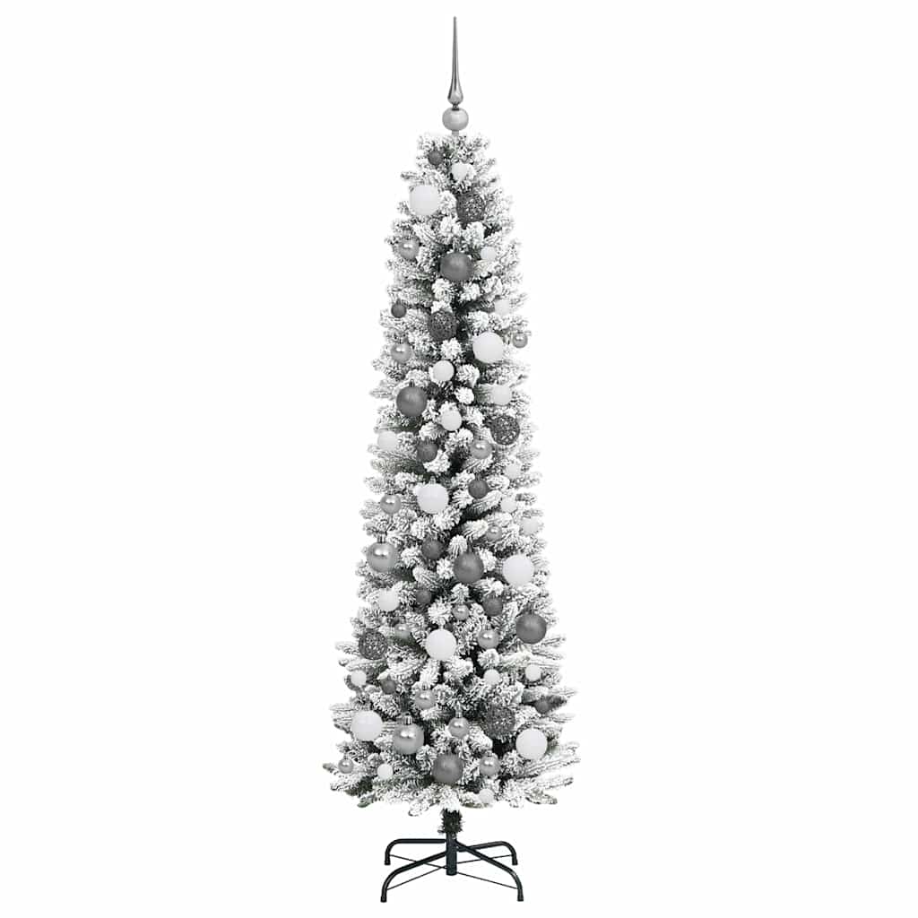 Kunstkerstboom met 300 LED Wit 180 cm PVC en Metaal en Plastic